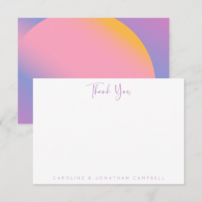 Groovy Lila Pink Gradient Individuelle Name Dankeskarte (Vorne/Hinten)