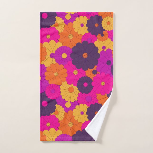 Groovy Lila und Pink Hippie Blume Power Handtuch (Handtuch)