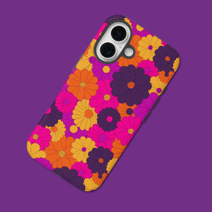 Groovy Lila und Pink Hippie Blume Power iPhone 16 Hülle