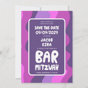 Groovy Lila Waves Custom Bat Bar Bnai Mitzvah Save The Date
