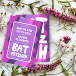 Groovy Lila Waves Custom Bat Bar Bnai Mitzvah Save The Date<br><div class="desc">Perfekte Karte, um eine Bar- oder Fledermausmitzvah oder andere jüdische Feier zu verkünden und Gäste zu Save the Date fragen! Handgefertigte Kunst für Sie mit Griffe auf der Vorder- und Rückseite! (Karo Shop oder DM für BAR/BAT Optionen) VOLL KUNSTBAR! Klicken Sie auf "Personalisieren" oben, um den Text zu bearbeiten. Klicken...</div>