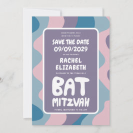Groovy Lila Waves Custom Bat Bar Bnai Mitzvah Save The Date