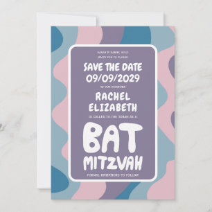 Groovy Lila Waves Custom Bat Bar Bnai Mitzvah Save The Date