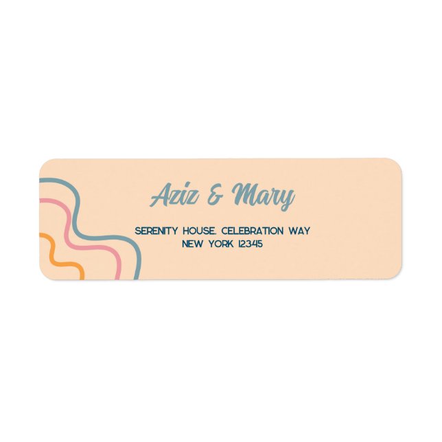 Groovy Lined Design Wedding Return Address Label w (Vorne)