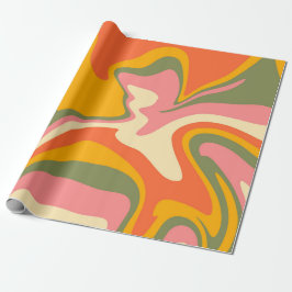 Groovy Liquified Marble Retro 60er Vintag Geschenkpapier