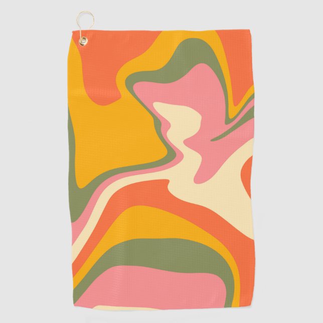 Groovy Liquified Marble Retro 60er Vintage Car Golfhandtuch (Vorderseite)