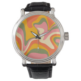 Groovy Liquified Marble Retro 60er Vintages Party Armbanduhr