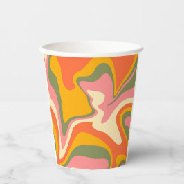 Groovy Liquified Marble Retro 60er Vintages Party Pappbecher