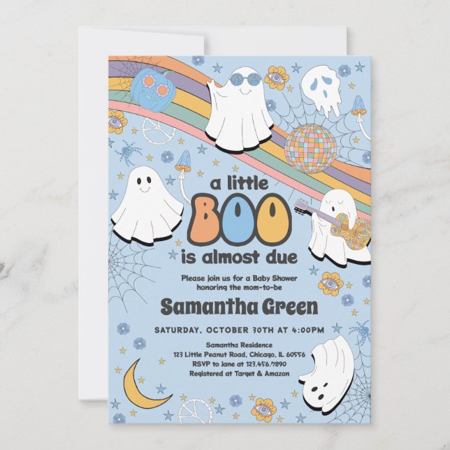 Groovy Little Boo Baby Shower Einladung (Vorderseite)