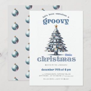 Groovy Little Christmas Disco Blue Christmas Party Einladung