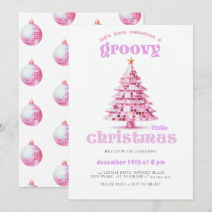 Groovy Little Christmas Disco Pink Weihnachtsfeier Einladung