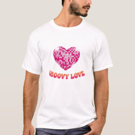 Groovy Love Retro 70s Heart Shaped Disco Ball  T-Shirt