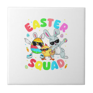 Groovy Lustiger Kaninchen-Ei-Küken-Ostern-Squad-Ta Fliese