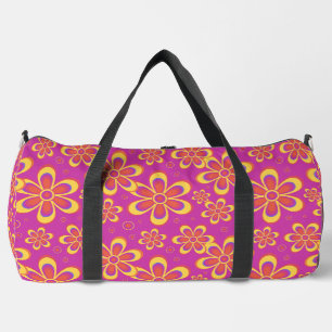 Groovy Magenta Blumenmuster Große Duffle Tasche