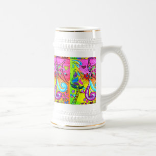 Groovy Magic Mushroom Schmetterling Bierkrug Bierglas