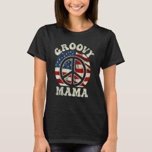 Groovy Mama 70er Ästhetische USA Flag Retro Mama 1 T-Shirt