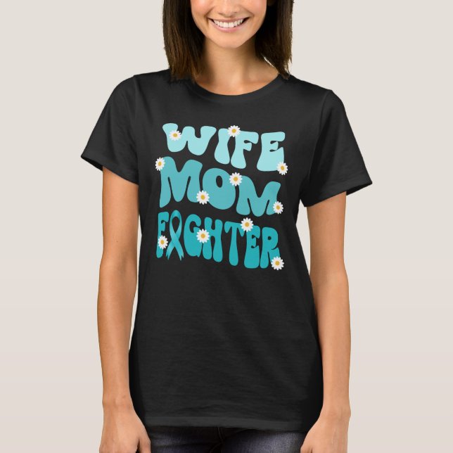 Groovy Mama Ehefrau Kämpfer gegen Gebärmutterhalsk T-Shirt (Vorderseite)