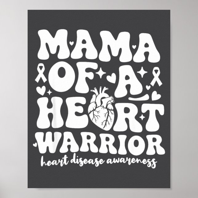 Groovy Mama Of A Heart Warrior Chd Awareness Heart Poster (Vorne)