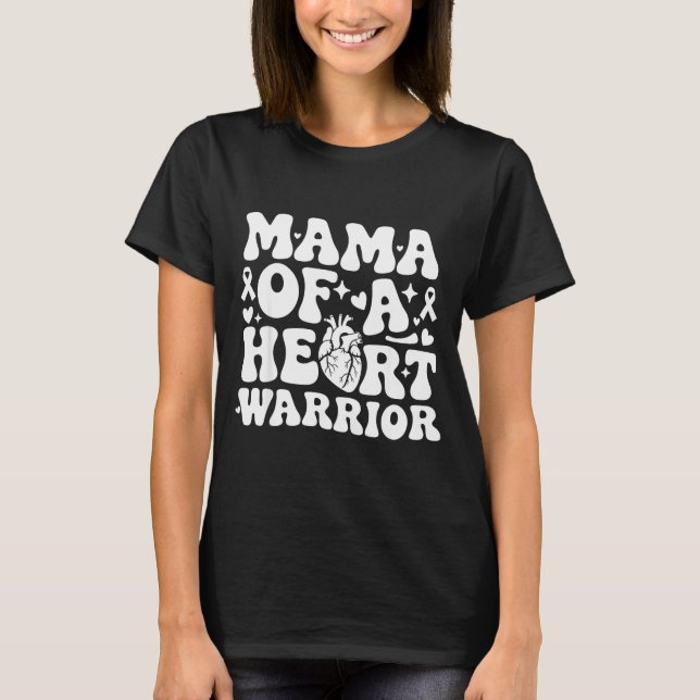 Groovy Mama Of A Heart Warrior Chd Awareness Heart T-Shirt (Vorderseite)