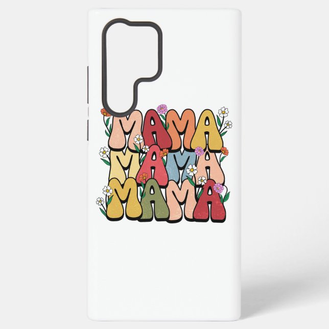 Groovy "Mama" with Wildflowers Samsung Galaxy Hülle (Rückseite)