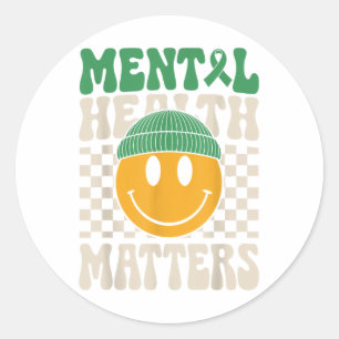 Groovy Mental Health Awareness Montag Psychische G Runder Aufkleber