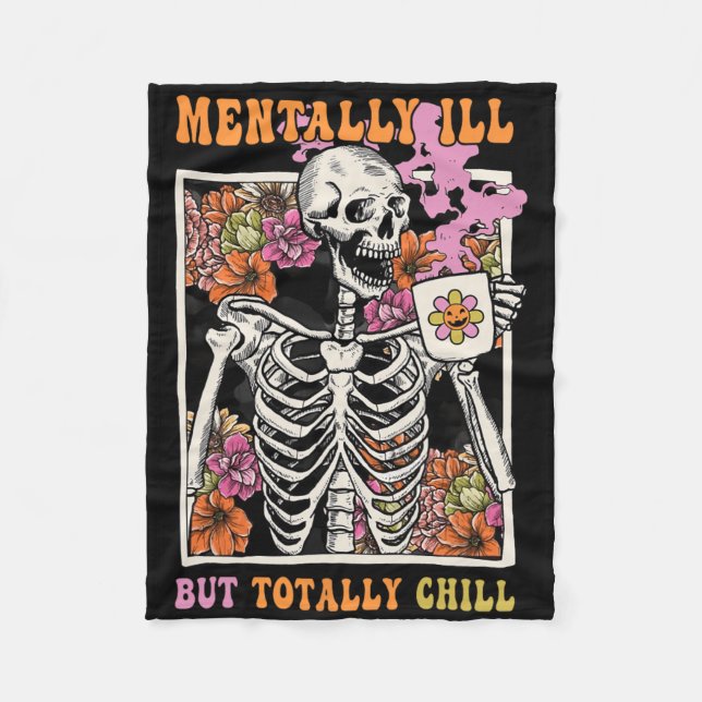 Groovy Mentally Ill, aber Totally Chill Halloween  Fleecedecke (Vorderseite)