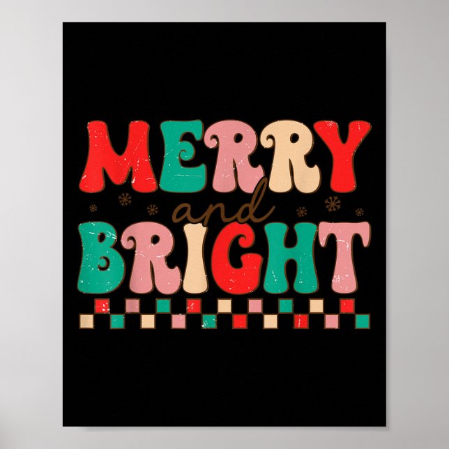 Groovy Merry And Bright Christmas Matching Family  Poster (Vorne)
