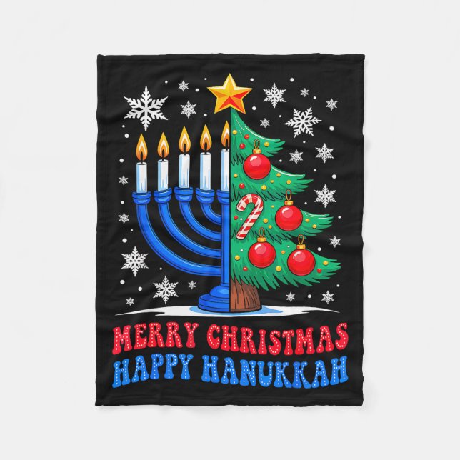 Groovy Merry Chrismukkah Happy Christmas Hanukkah  Fleecedecke (Vorderseite)