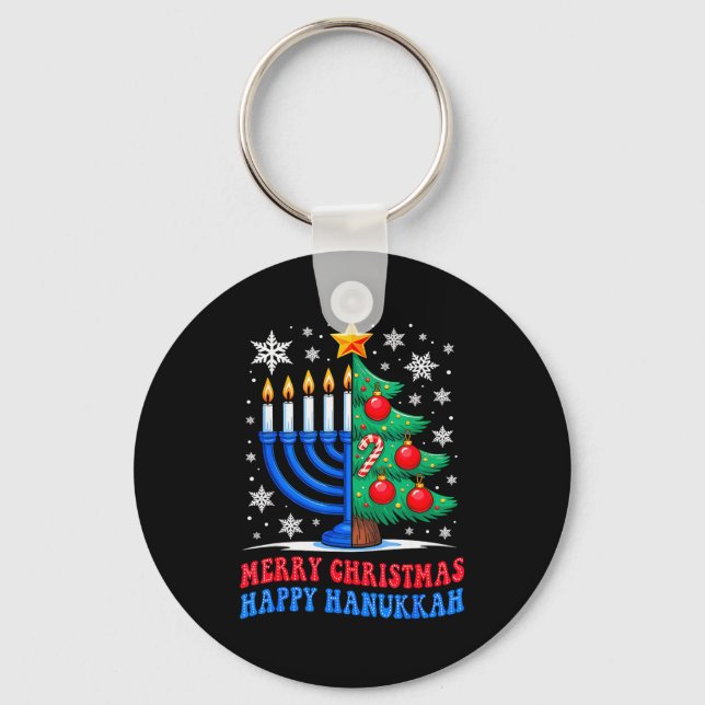 Groovy Merry Chrismukkah Happy Christmas Hanukkah  Schlüsselanhänger (Vorderseite)