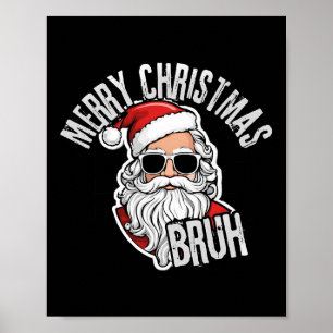 Groovy Merry Christmas Santa Bruh Checkered Retro Poster