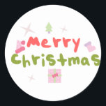 Groovy Merry Christmas Tree Bubble Letters Runder Aufkleber<br><div class="desc">Frohe Weihnachts Groovy Sticker</div>