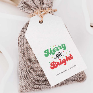 Groovy Minimalistisch Merry and Bright Christmas Geschenkanhänger