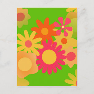 groovy mod Blumenmuster Postkarte