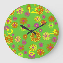 Groovy Mod Pop 70's Flower Power Clock Große Wanduhr