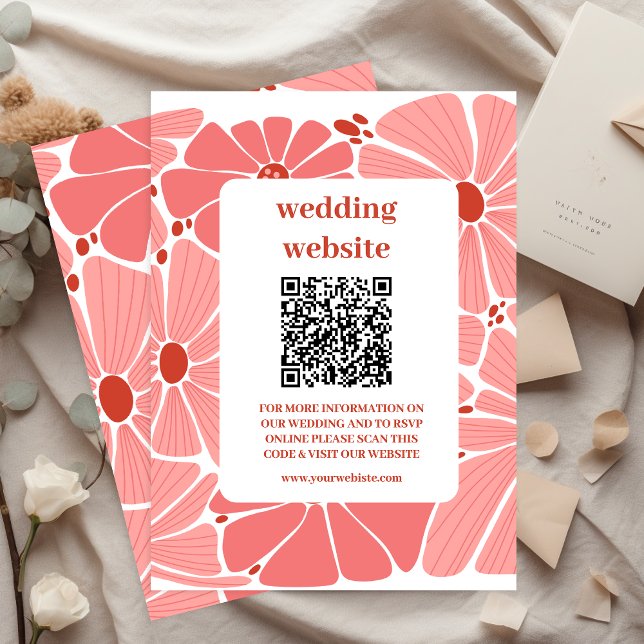 Groovy modern pink daisy wedding begleitkarte (Von Creator hochgeladen)