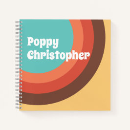 Groovy Modern Retro Bold Curves Personalisiert Notizbuch