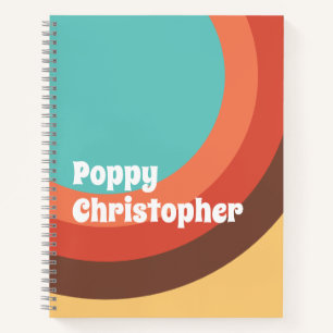 Groovy Modern Retro Bold Curves Personalisiert Notizbuch
