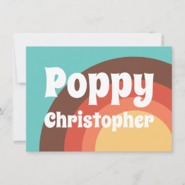 Groovy Modern Retro Farbige Kurven Personalisiert Mitteilungskarte