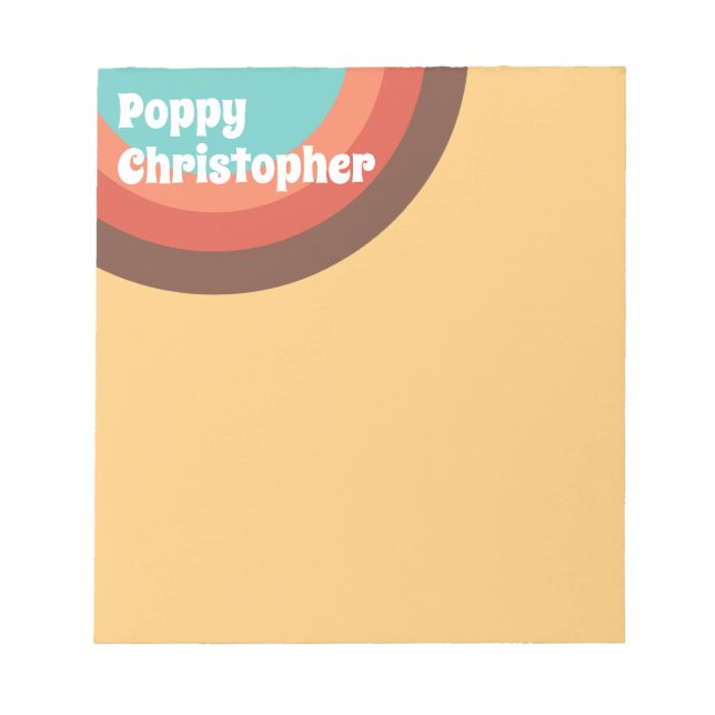 Groovy Modern Retro Farbige Kurven Personalisiert Notizblock (Vorderseite)