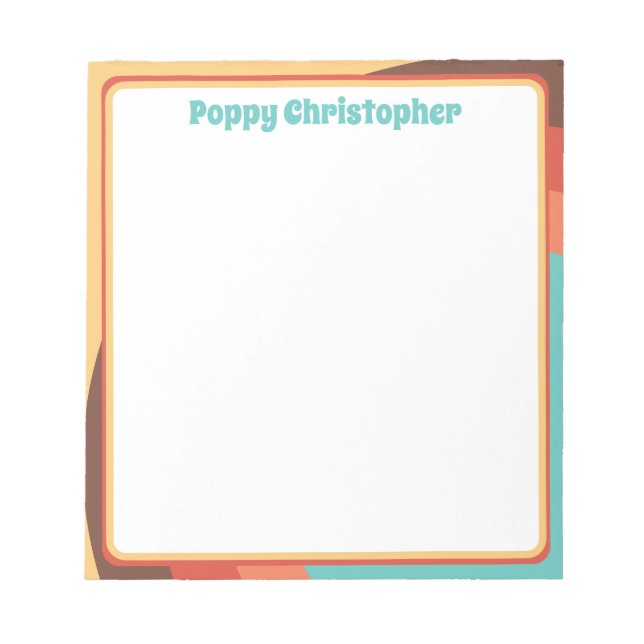 Groovy Modern Retro Farbige Kurven Personalisiert Notizblock (Vorderseite)