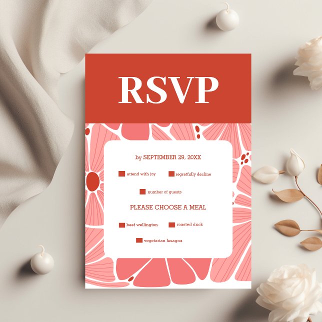 Groovy moderne rosa Hochzeit RSVP Karte (Von Creator hochgeladen)