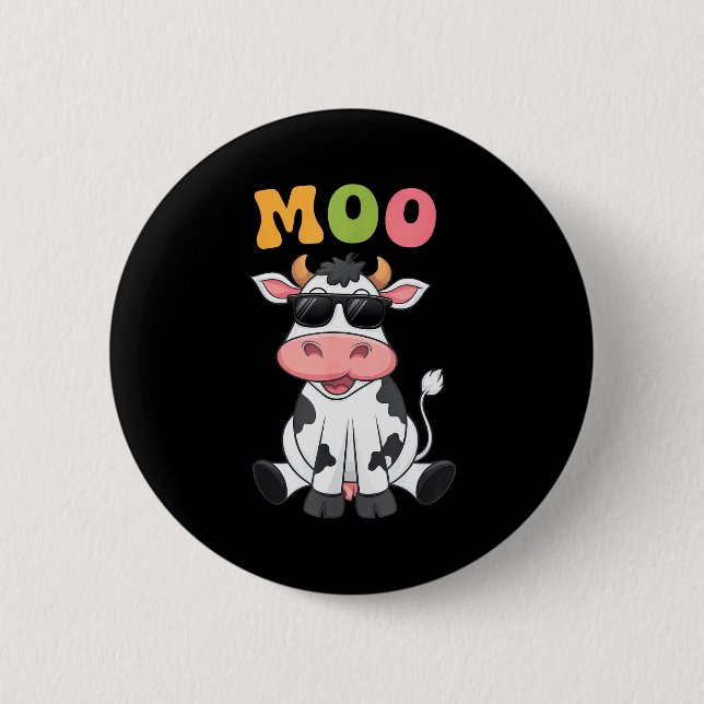 Groovy Moo Cow - Funny Farmer Cow Men Women Kids B Button (Vorderseite)