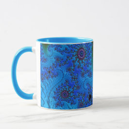 Groovy Moody Blue Fraktal Mandelbrot Spirals Tasse