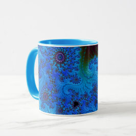 Groovy Moody Blue Fraktal Mandelbrot Spirals Tasse
