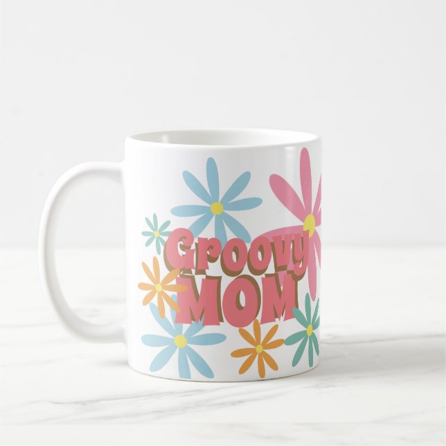 Groovy Mother's Day Mama Blume Foto Kaffeetasse (Links)