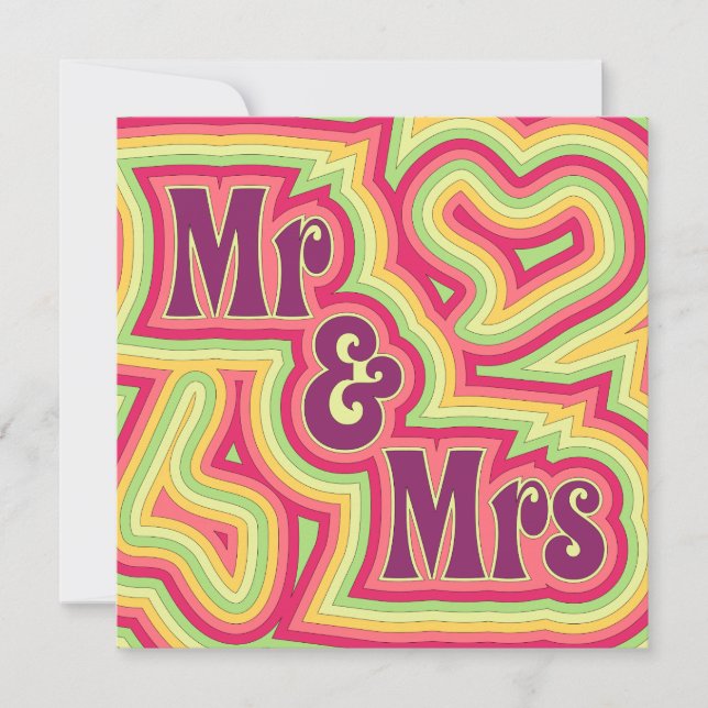 Groovy Mr. & Mrs. Invitation/Ankündigung Einladung (Vorderseite)
