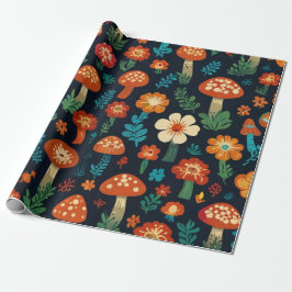Groovy Mushroom & Blume Muster Geschenkpapier