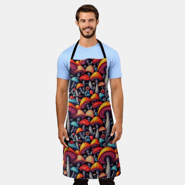 Groovy Mushroom Retro Art Schürze (Getragen)