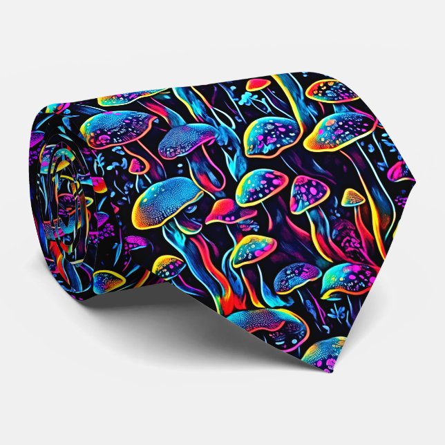 Groovy Mushrooms Pattern Krawatte (Gerollt)