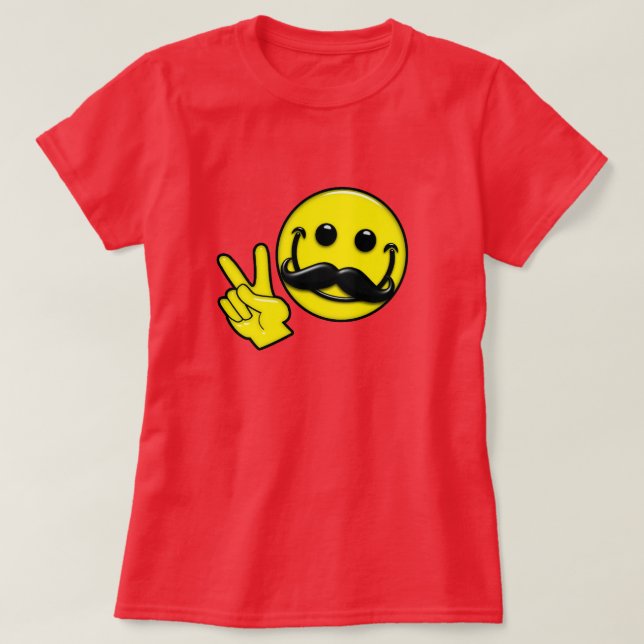 Groovy Mustache Peace T-Shirt (Design vorne)